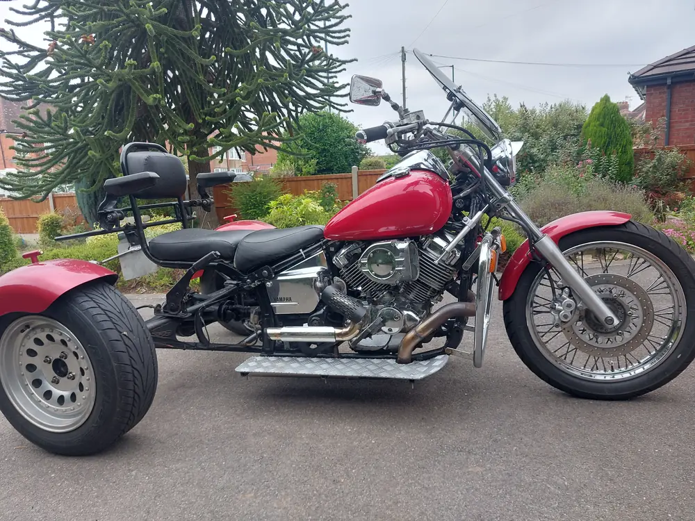 Red Yamaha Virago trike conversion